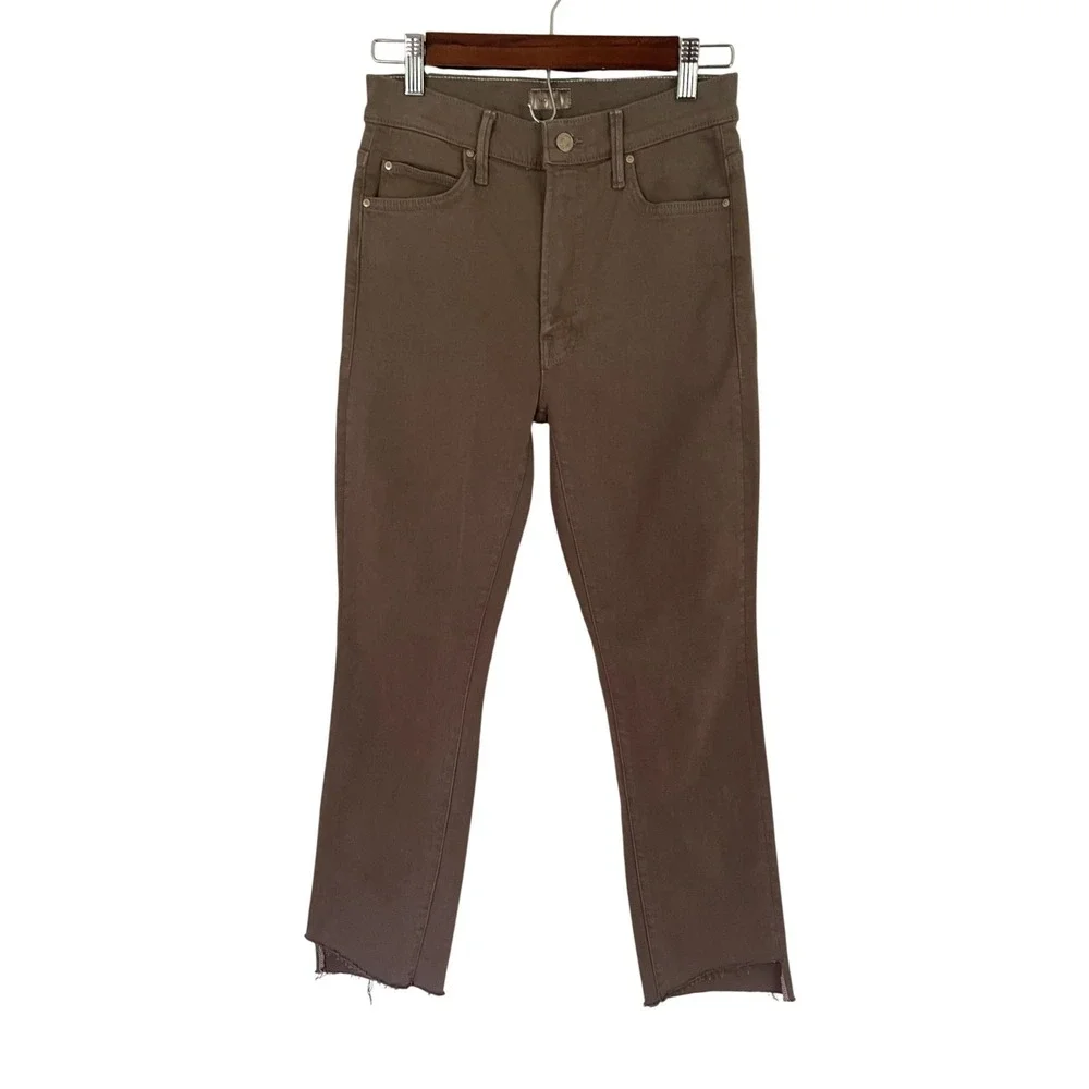 Mother The Insider Crop Step‎ Fray Jeans Capers Brown High Waisted Size 27 NEW